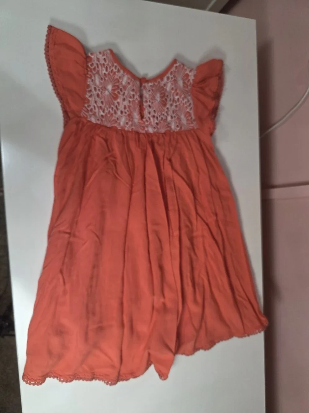 Tucker + Tate Orange Boho Embroidered Girls Dress with Lace Yoke - 4
